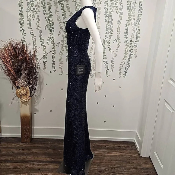 Mac Duggal V-NECK SEQUIN WRAP WAIST GOWN Sz 0 & Sz 10 - Picture 8 of 14